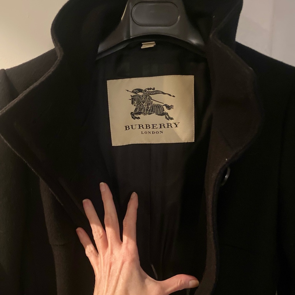 Burberry Classic Black Long Trench Coat with Belt ..Wool/Cashmere blend